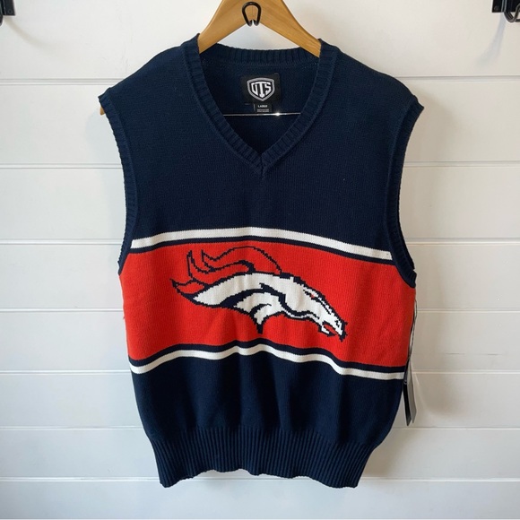 NWT Denver Broncos Mens Size: Large Sweater Vest V-Neck OTS Brand 100%‎ Cotton - Picture 4 of 8